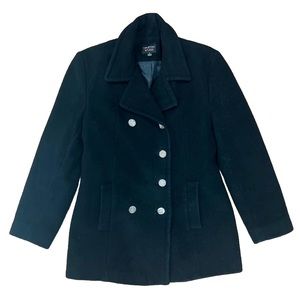 HALSTON STUDIO WOOL CASHMERE Blend Coat Gold Button UKRAINE🇺🇦MADE Size 6‎